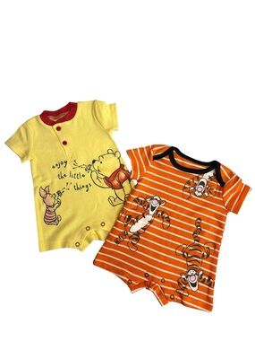 Disney Winnie the Pooh Tigger Infant Baby 2 Pack Rompers Size Newborn